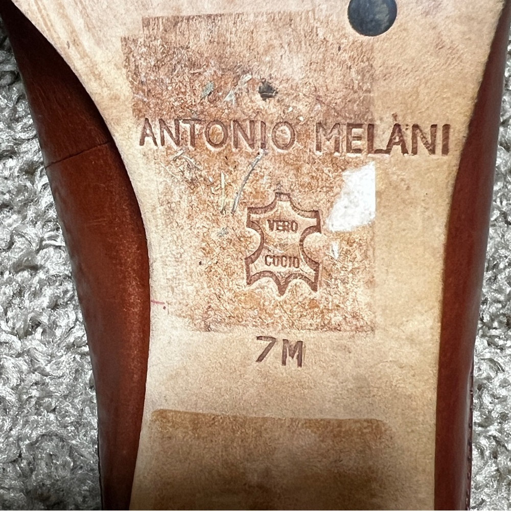 Antonio Melani Prelude Brown Leather Women's Mules, Size 7 - Picture 10 of 10